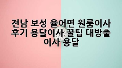 전남 보성 율어면 원룸이사 후기🏡 용달이사 꿀팁 대방출! #이사 #용달